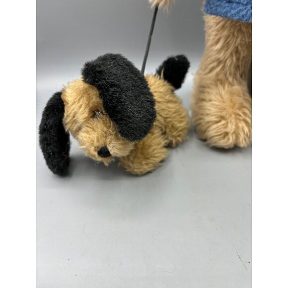 Progressive Plush Paige Bear With Puppy Wearing Blue Coat on Stand - Picture 4 of 8